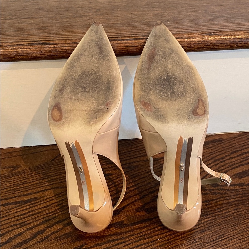 Sam Edelman Nude Patent Leather Slingback Heels - Picture 4 of 5